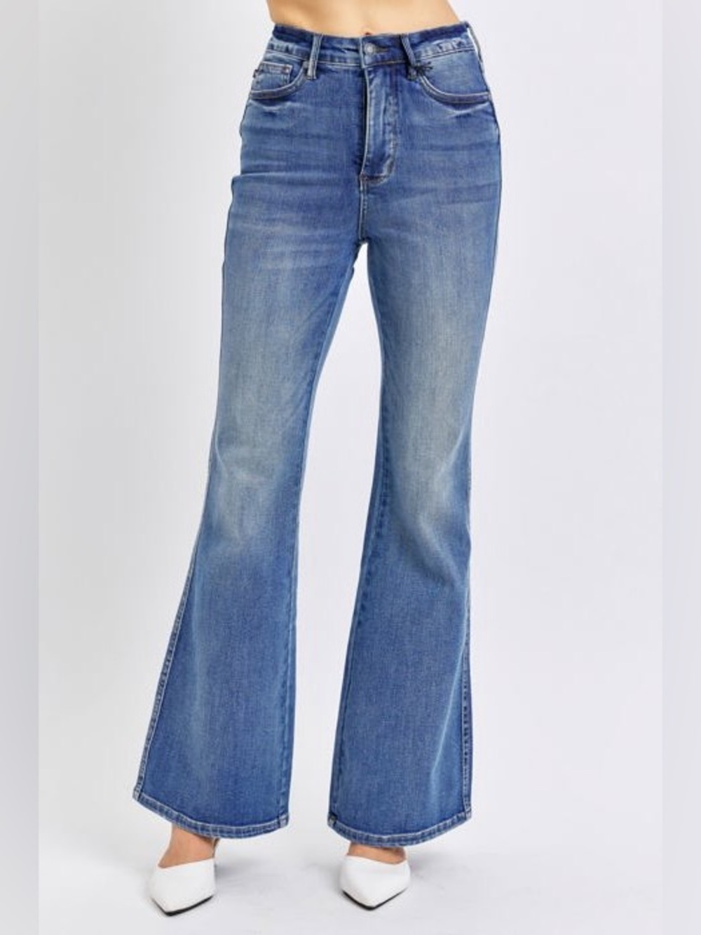 Judy Blue High Waist Tummy Control Contrast Flare Denim sz 26 - Picture 2 of 13